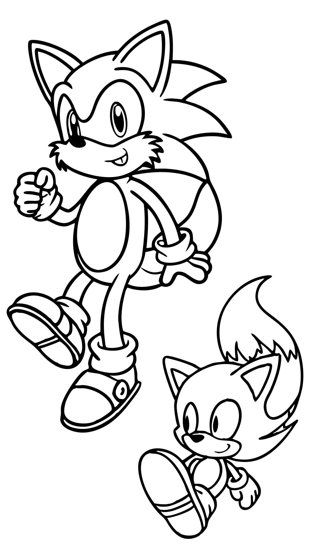 Página para colorear de Sonic y Tails